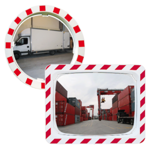 Miroir industriel pour la circulation avec le cadre rouge et blanc autoréfléchissant