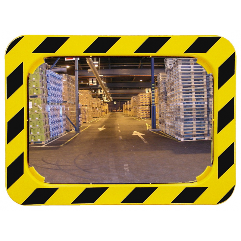 Miroirs industriels avec cadre jaune et noir format rectangulaire