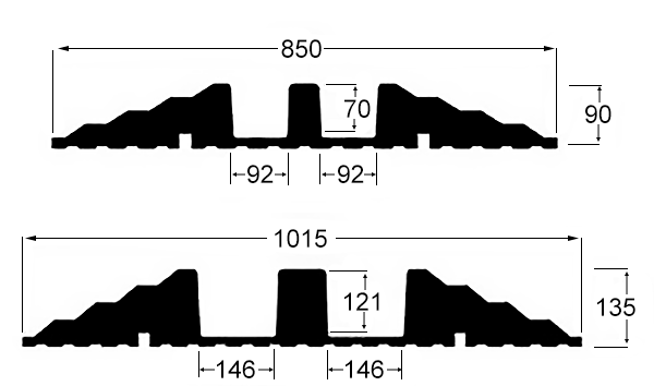 Schéma de coupe des rampes de franchissement