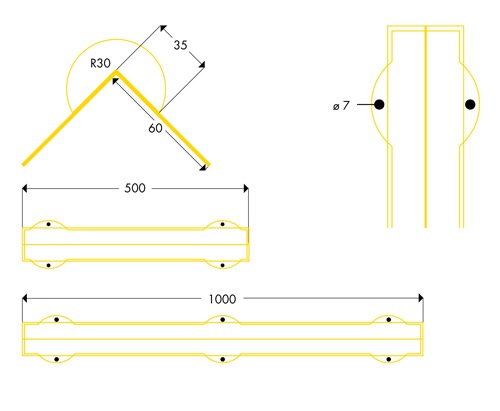 Dimensions butoir de protection visse type A+
