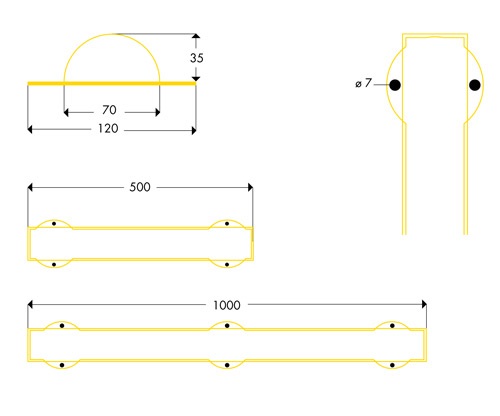 Dimensions butoir de protection vissé type C
