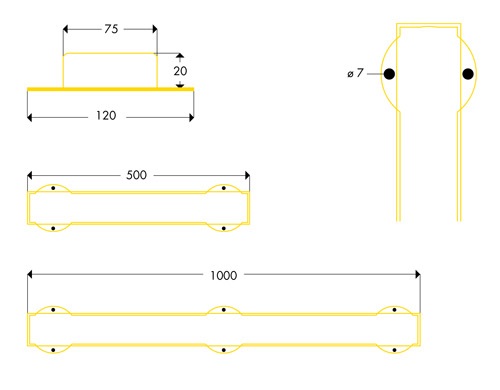 Dimensions butoir de protection vissé type S
