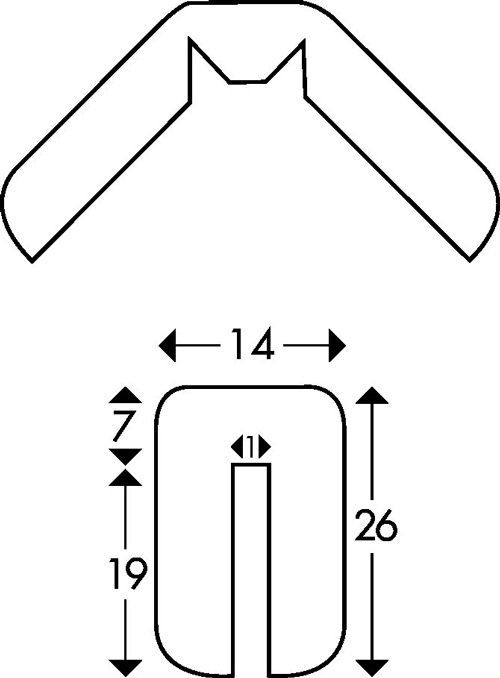 Dimensions butoir de protection d'angles W