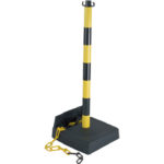 Poteau PVC avec base vide pour reserve chaine chaine noir jaune