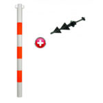 Poteau PVC à planter sol orange fluo blanc