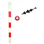 Poteau PVC à planter sol roge blanc