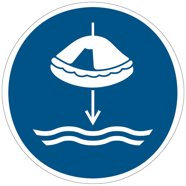 Abaisser le radeau de survie à l’eau dans l’ordre de lancement