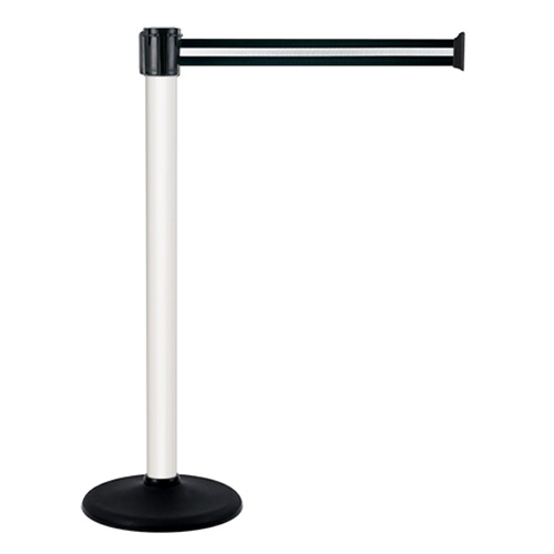Poteau aluminium personnalisable avec couleur sangle blanc noir socle portable